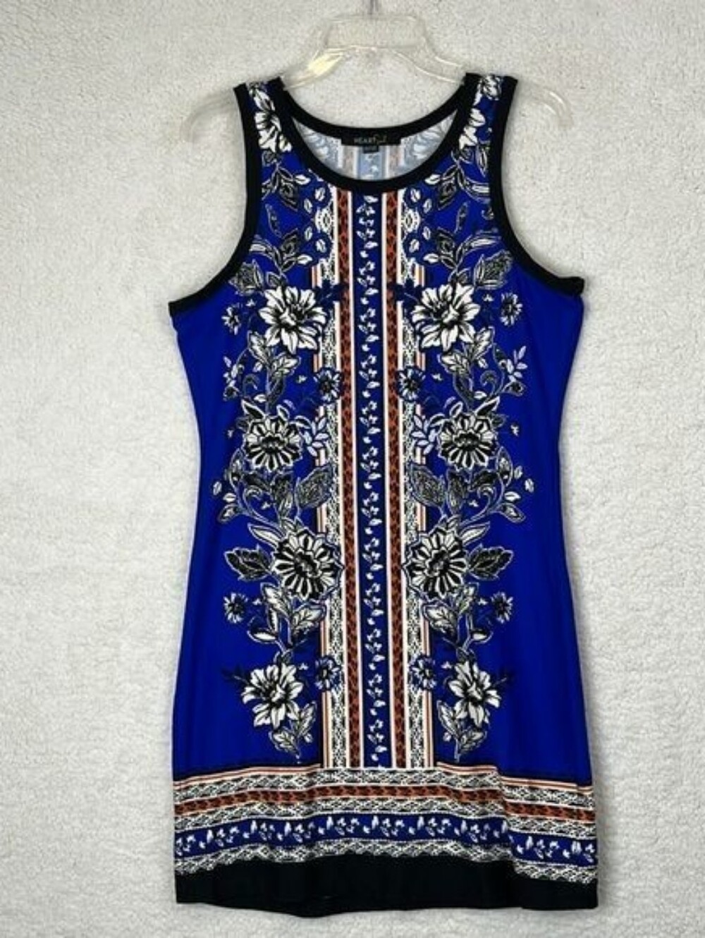 NWT Free 2 Luv Blue Floral & Geometric Print Sleeveless Dress - Size Large